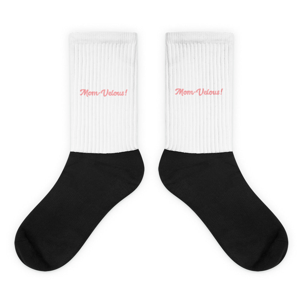 Mom-Velous Black & White/Pink Socks