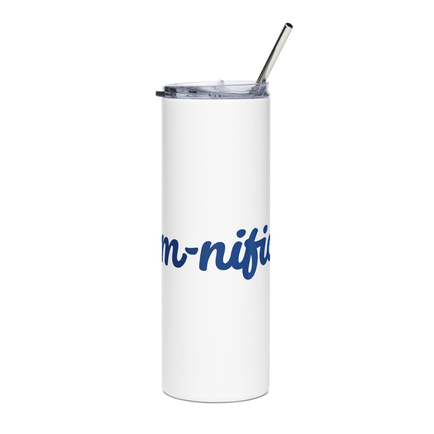 Mom-nificent White/Blue Stainless Steel Tumbler