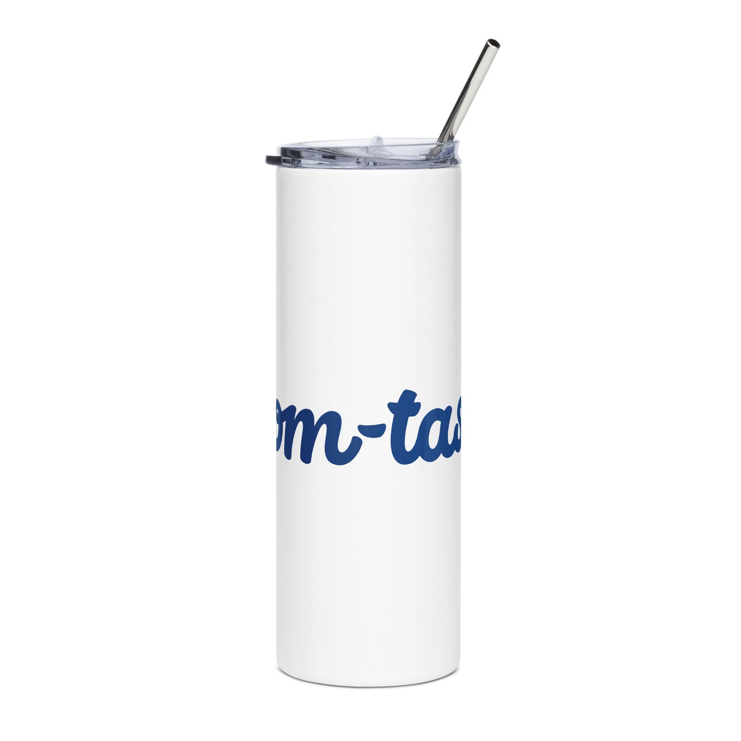 Mom-tastic White/Blue Stainless Steel Tumbler