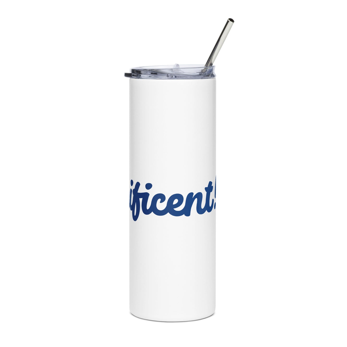 Mom-nificent White/Blue Stainless Steel Tumbler