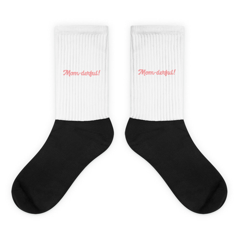 Mom-derful Black & White/Pink Socks