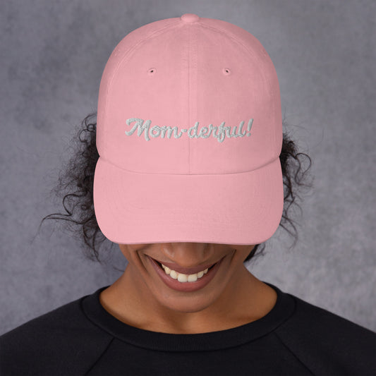 Mom-derful Pink|Light Blue/White Hat