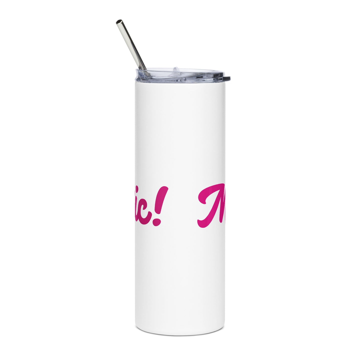 Mom-tastic White/Pink Stainless Steel Tumbler