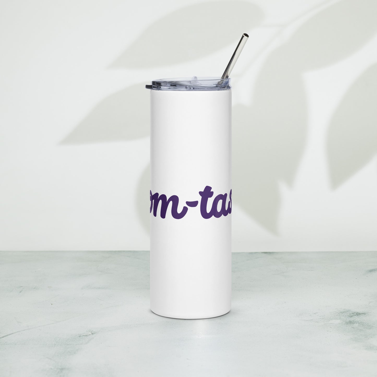 Mom-tastic White/Purple Stainless Steel Tumbler
