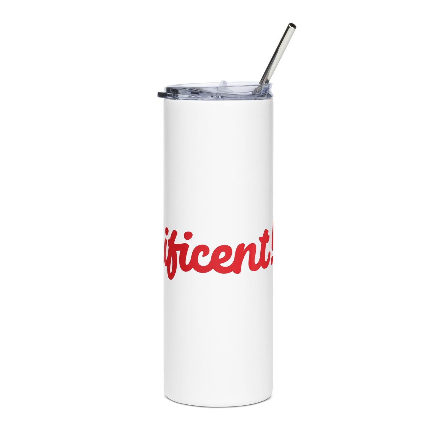 Mom-nificent White/Red Stainless Steel Tumbler