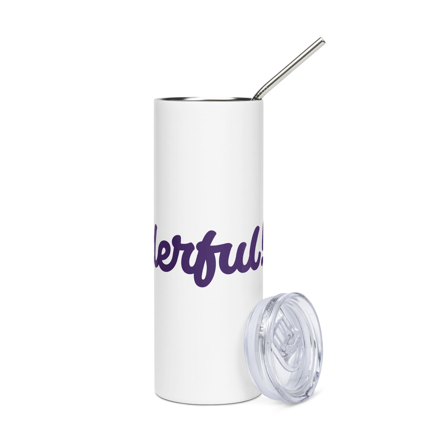 Mom-derful White/Purple Stainless Steel Tumbler