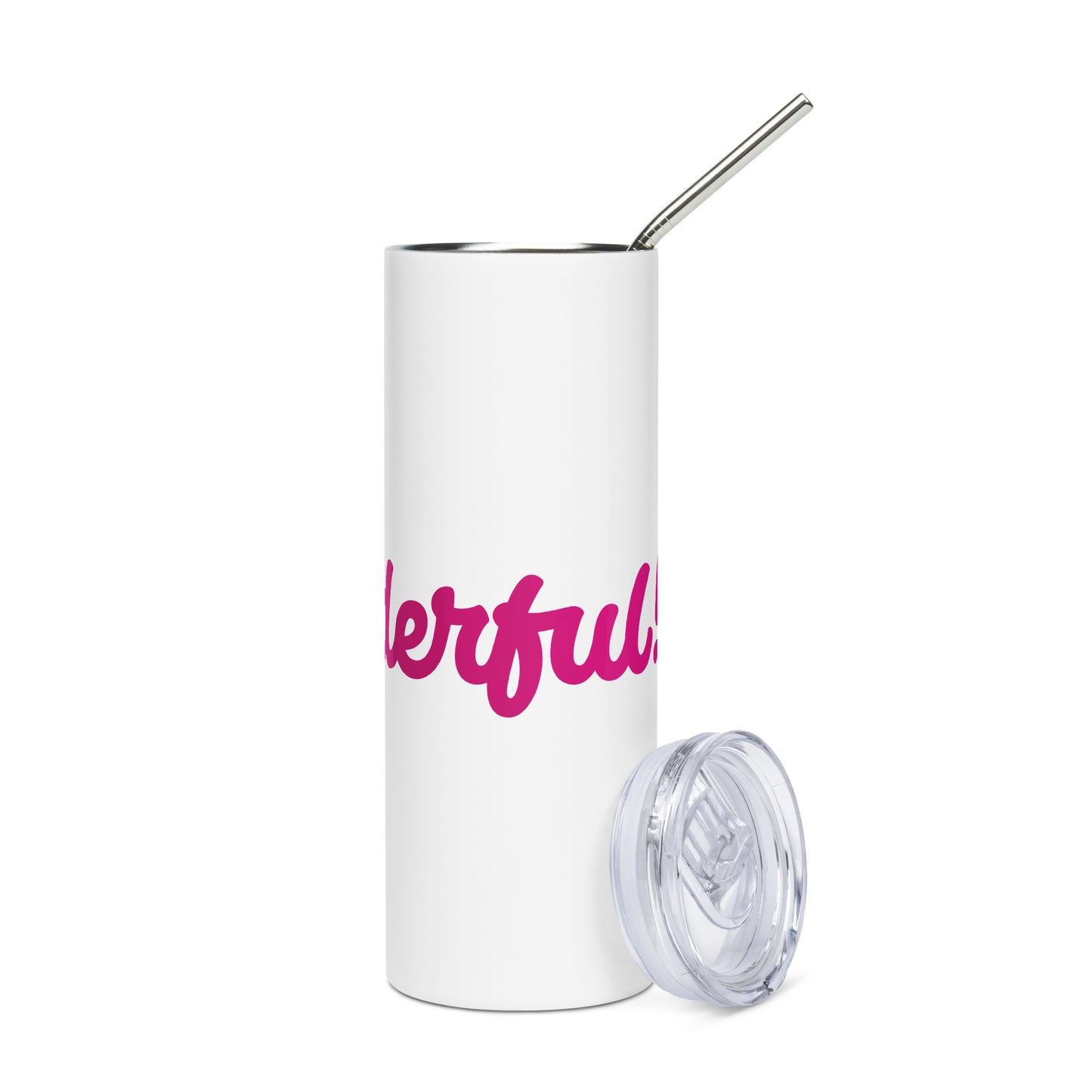 Mom-derful White/Pink Stainless Steel Tumbler