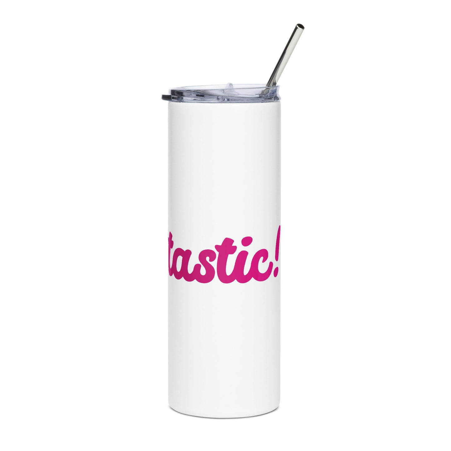 Mom-tastic White/Pink Stainless Steel Tumbler
