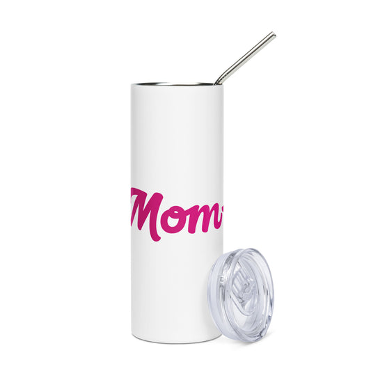 Mom-derful White/Pink Stainless Steel Tumbler