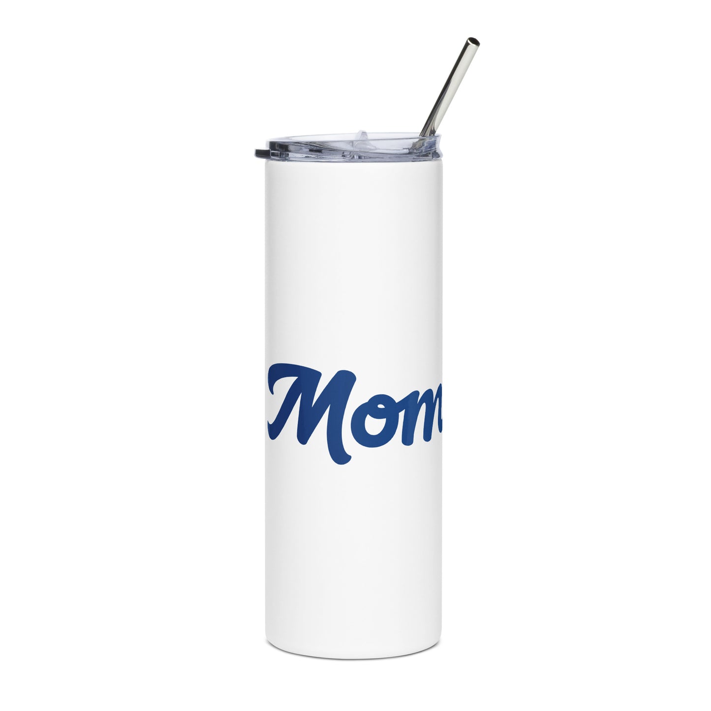 Mom-tastic White/Blue Stainless Steel Tumbler