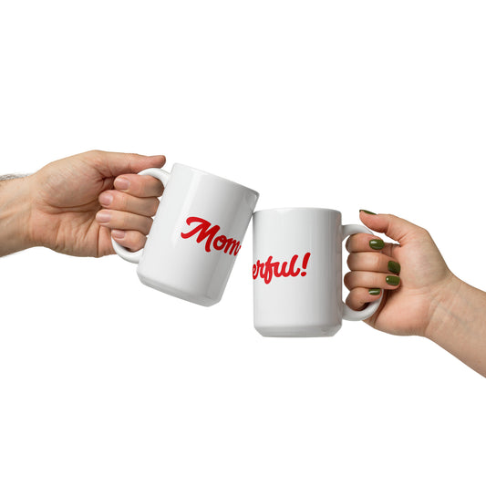 Mom-derful White/Red Glossy Mug
