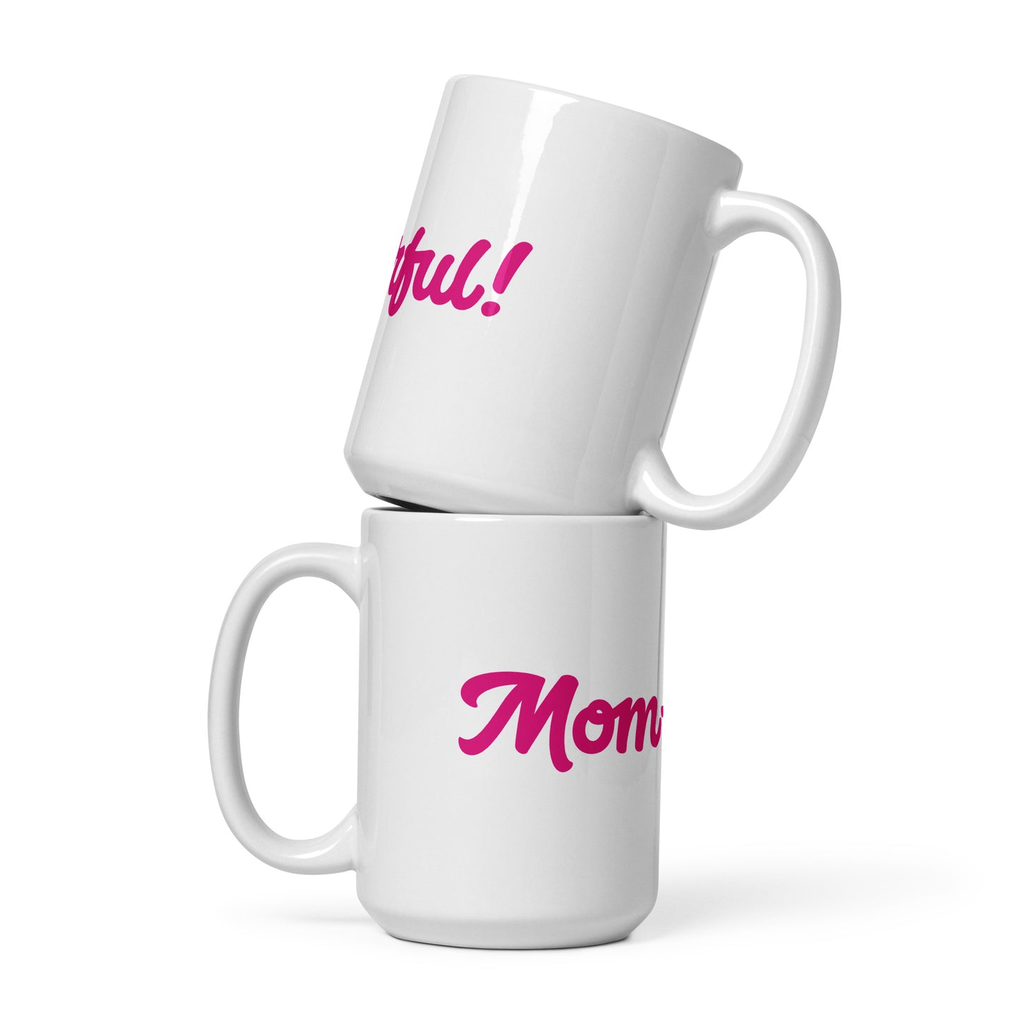 Mom-derful White/Pink Glossy Mug